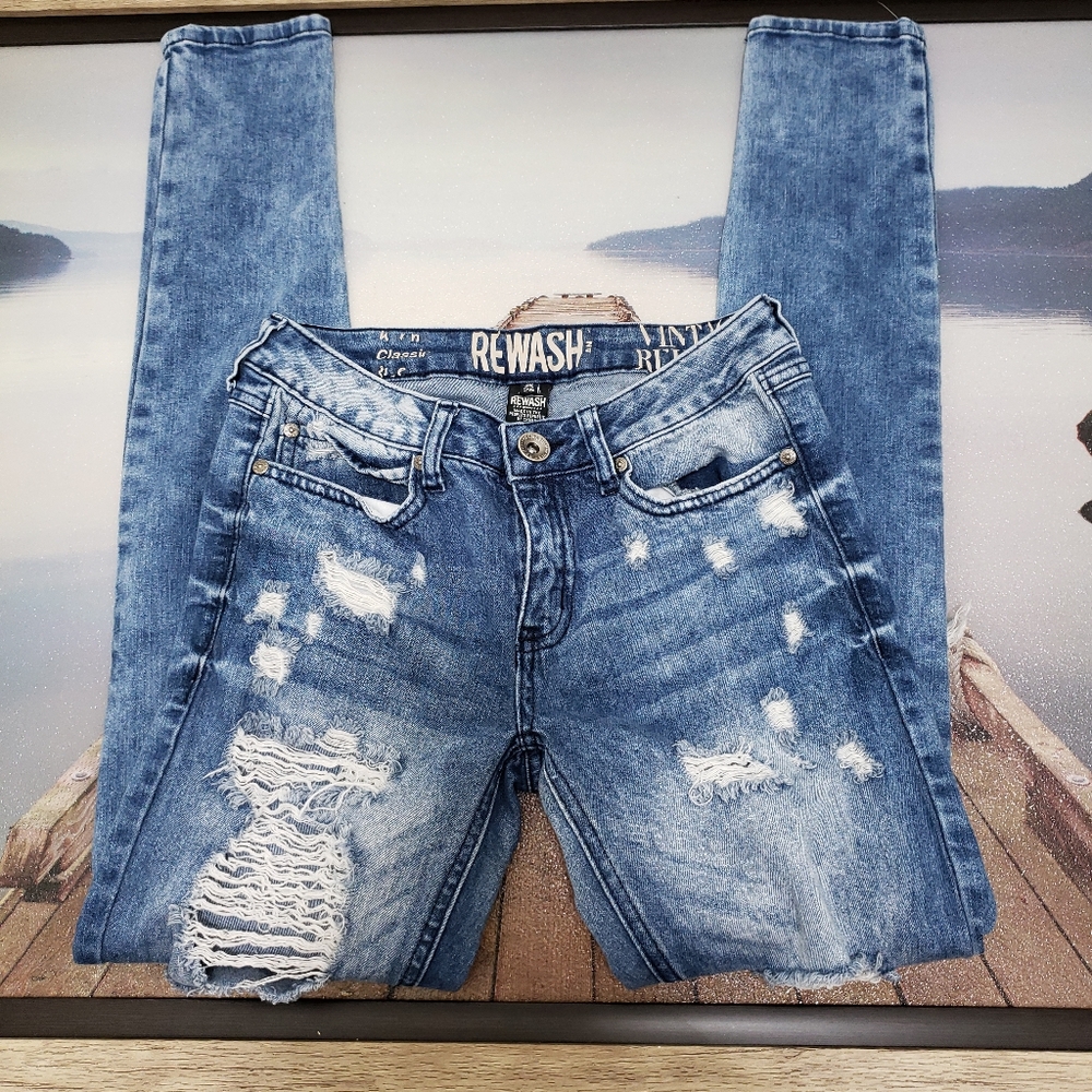 Rewash Juniors' Ripped Classic Skinny Jeans sz3